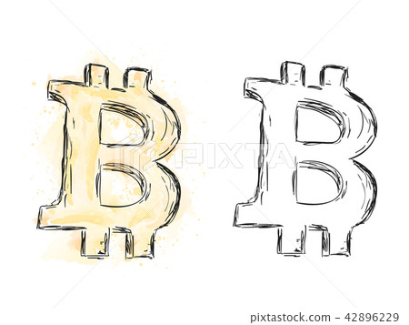Watercolor bitcoin drawing Watercolor bitcoin drawing 42896229
