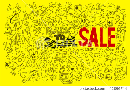 Hand-drawn back to school red Sale Hand-drawn back to school red Sale 42896744