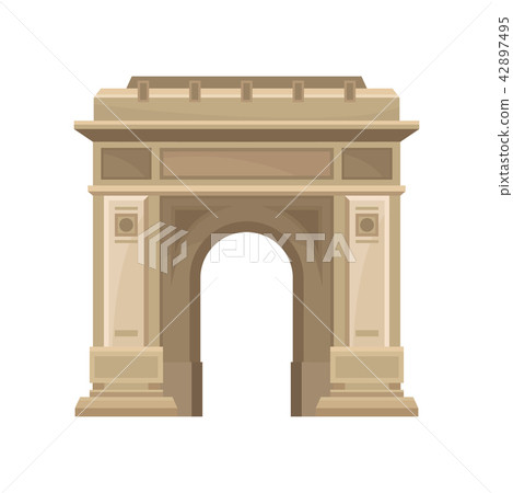 Triumphal arch in Bucharest, Romania. Historic architecture. Famous tourist attraction. Flat vector 42897495