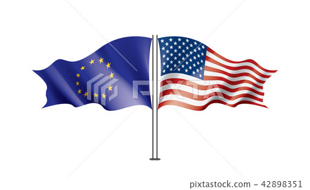 European Union and American flags. Vector illustration. 42898351