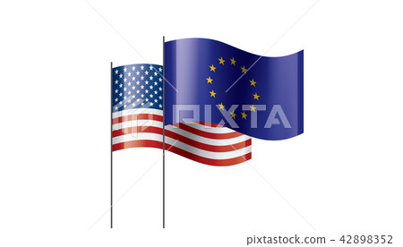 European Union and American flags. Vector illustration. European Union and American flags. Vector illustration. 42898352