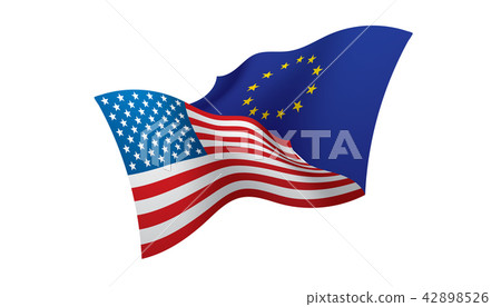 European Union and American flags. Vector illustration. 42898526