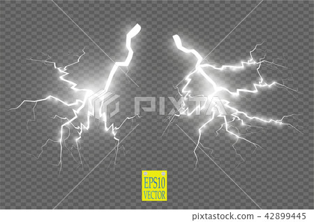 Set of lightnings. Thunder-storm and lightnings. Set of lightnings. Thunder-storm and lightnings. 42899445