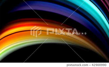 Fluid colors abstract background, twisted liquid design on black, colorful marble or plastic wave 42900990