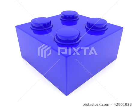 Toy brick in blue color on white 42901922