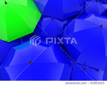 Umbrellas in blue and green color Umbrellas in blue and green color 42901923