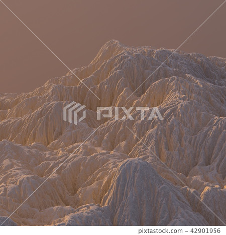 3D Illustration sandy Mountain Landscape. Mountainous Terrain. Abstract Background shot from top 42901956