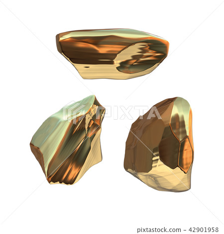 Set of golden nuggets isolated on white background. Different bars closeup wealth rich mining Set of golden nuggets isolated on white background. Different bars closeup wealth rich mining 42901958