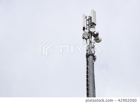 Technology on the top of the telecommunication GSM. Masts for mobile phone signal. Tower with 42902080