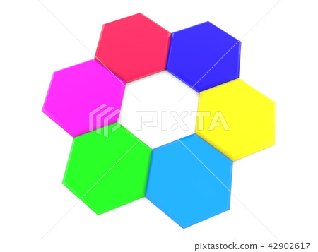 Circle of colorful hexagons 42902617