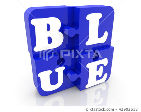 Blue concept on puzzle pieces 42902618