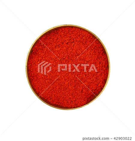 One bronze metal bowl full of red hot chili pepper 42903022