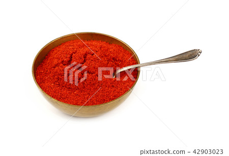One bronze metal bowl full of red hot chili pepper One bronze metal bowl full of red hot chili pepper 42903023
