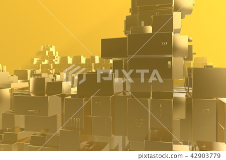 Wealth rich concept idea Golden city at sunset rays Abstract space background.3D illustration 42903779