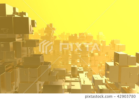 Wealth rich concept idea Golden city at sunset rays Abstract space background.3D illustration 42903780