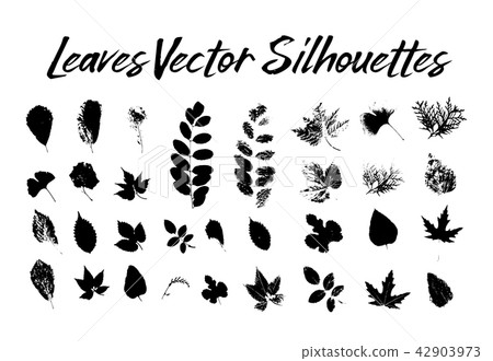 Tree leaves silhouettes. Plants and nature 42903973