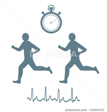 Stylized icon of the two runners with a stopwatch - Stock Illustration ...