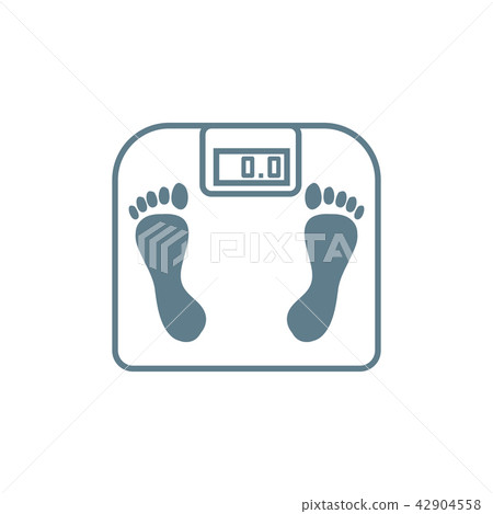 Stylized icon of the with bathroom scales Stylized icon of the with bathroom scales 42904558