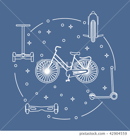 Bike, segway, mono-wheel, scooter, gyroscooter Bike, segway, mono-wheel, scooter, gyroscooter 42904559