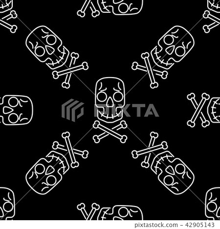 Skull vector seamless pattern on black - Stock Illustration [42905143 ...
