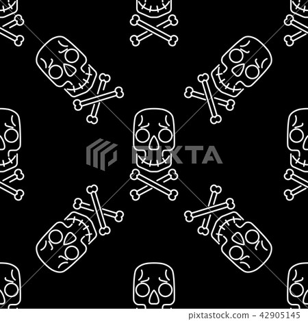 Skull vector seamless pattern on black - Stock Illustration [42905145 ...