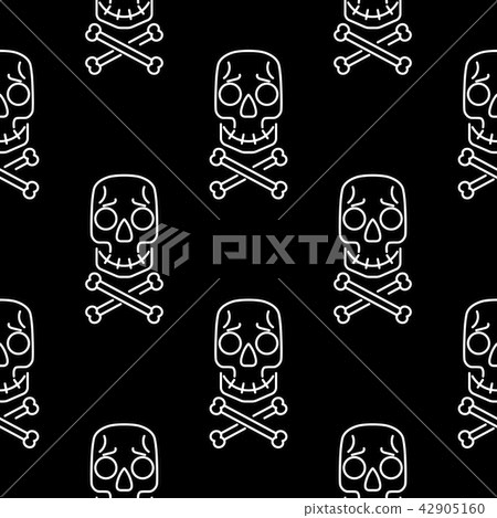 Skull vector seamless pattern on black, - Stock Illustration [42905160 ...