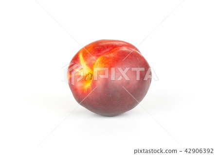 Ripe deep red nectarine isolated on white 42906392