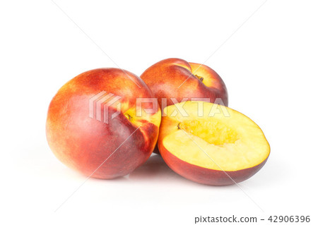 Ripe deep red nectarine isolated on white 42906396