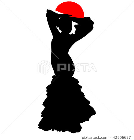 flamenco dancer with a red fan 42906657