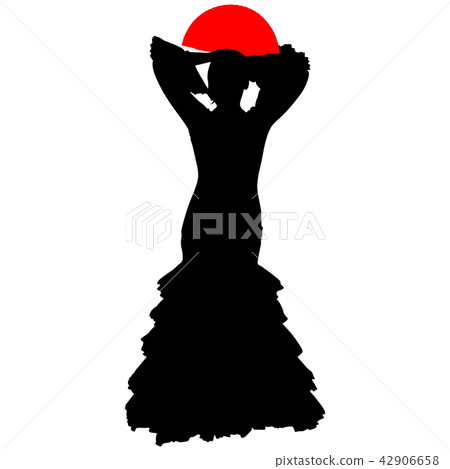 flamenco dancer with a red fan 42906658