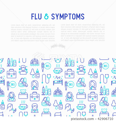 Flu and symptoms concept thin line icons 42906710