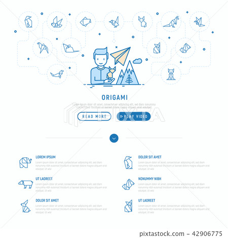 Workshop concept: man with origami fox in hand Workshop concept: man with origami fox in hand 42906775