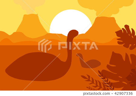 Floating dinosaurs near volcanoes 42907336