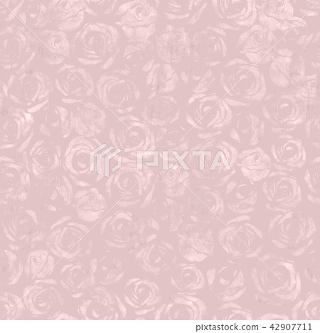 Rose flowers gold ornament. Seamless pattern 42907711