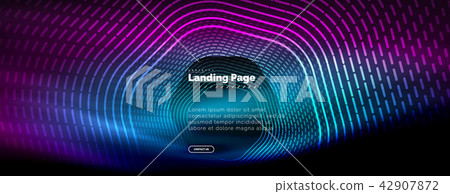 Neon glowing techno hexagon shape lines, hi-tech futuristic abstract background, landing page Neon glowing techno hexagon shape lines, hi-tech futuristic abstract background, landing page 42907872