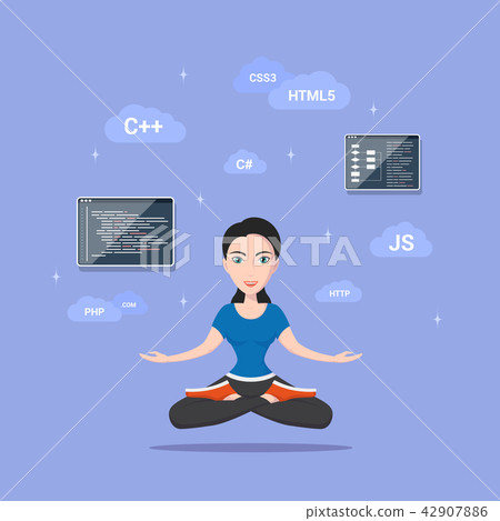 Programmer girl character - Stock Illustration [42907886] - PIXTA