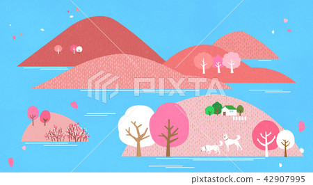 Vector - a lovely show of springtime. greenery scenes in spring. 006 42907995