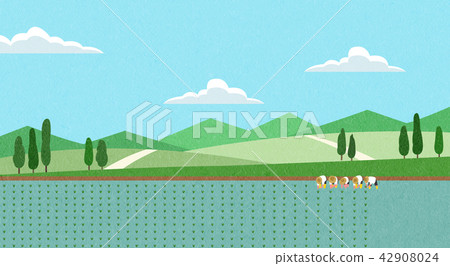 Vector - Natural scenery, spring, summer, fall and winter. Four seasons vector illustration 008 Vector - Natural scenery, spring, summer, fall and winter. Four seasons vector illustration 008 42908024