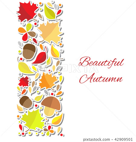 Autumn lettering with botanic element 42909501