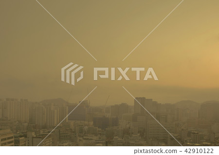 Landscape of City in the fine dust. fine dusts covering up the air. 010 42910122