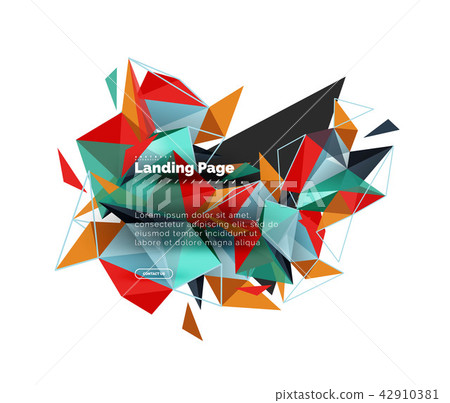 Triangular design abstract background, landing page. Low poly style colorful triangles on white Triangular design abstract background, landing page. Low poly style colorful triangles on white 42910381