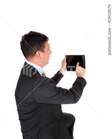 A business man sitting jacked over shoulder 42910679