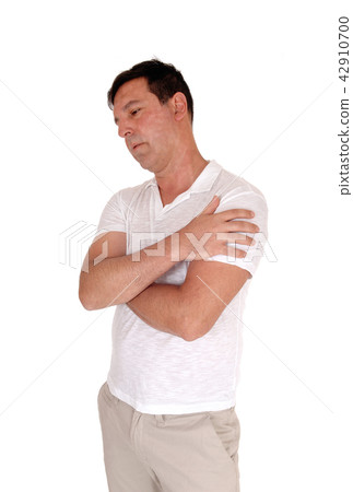 A business man sitting jacked over shoulder 42910700