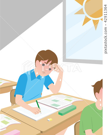 Class in a classroom where no cooler is installed.Risk of heat stroke. 42911364