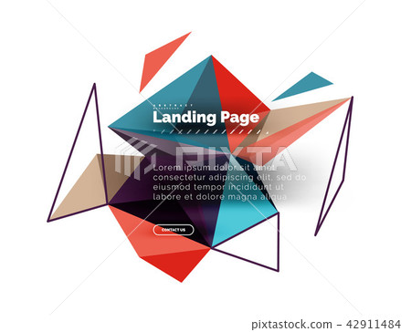 Triangular design abstract background, landing page. Low poly style colorful triangles on white Triangular design abstract background, landing page. Low poly style colorful triangles on white 42911484