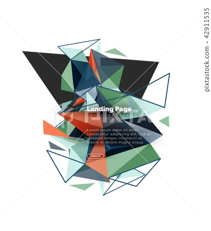 Triangular design abstract background, landing page. Low poly style colorful triangles on white Triangular design abstract background, landing page. Low poly style colorful triangles on white 42911535