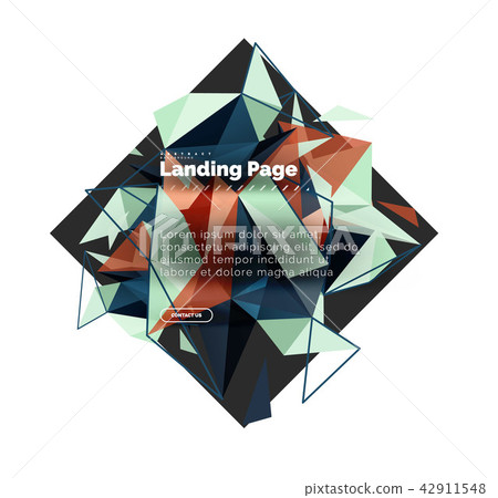 Triangular design abstract background, landing page. Low poly style colorful triangles on white Triangular design abstract background, landing page. Low poly style colorful triangles on white 42911548