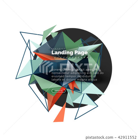 Triangular design abstract background, landing page. Low poly style colorful triangles on white Triangular design abstract background, landing page. Low poly style colorful triangles on white 42911552