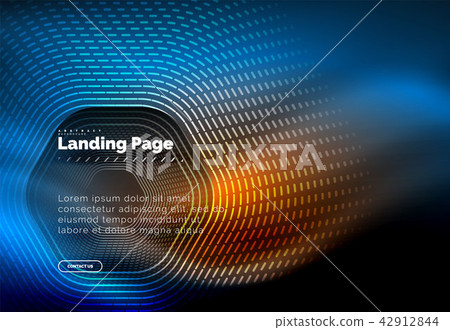 Neon glowing techno hexagon shape lines, hi-tech futuristic abstract background, landing page Neon glowing techno hexagon shape lines, hi-tech futuristic abstract background, landing page 42912844