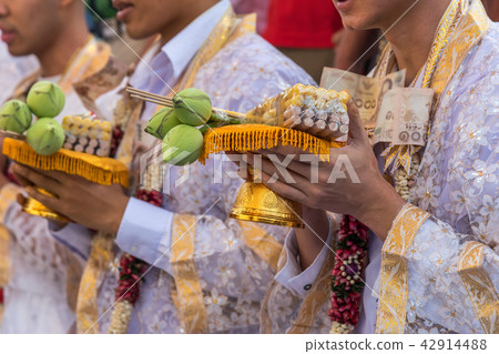 Ordination ceremony in buddhist change man to monk 42914488